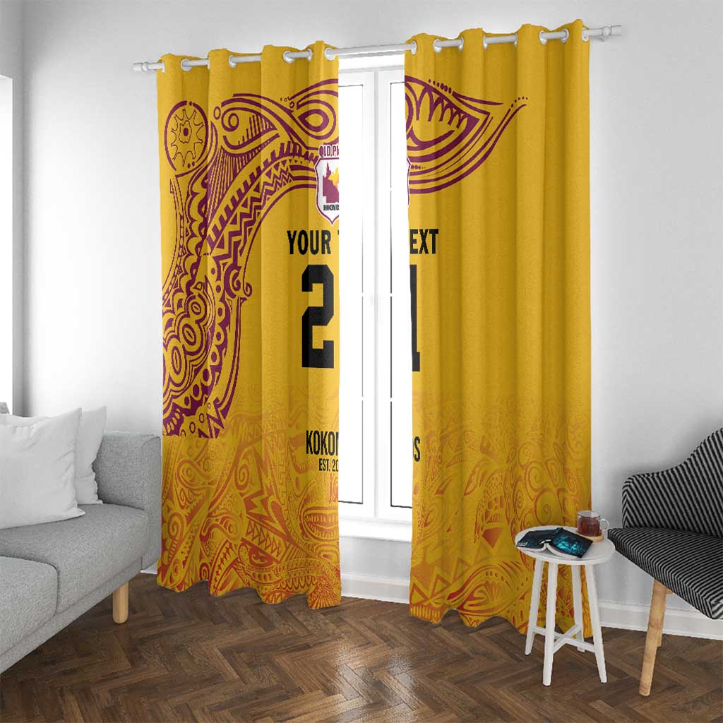 Queensland Papua New Guinea Custom Window Curtain All Gold Pacific PNG Tribal Style