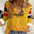 Queensland Papua New Guinea Custom Women Casual Shirt All Gold Pacific PNG Tribal Style