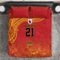 Queensland Papua New Guinea Custom Bedding Set All Red Pacific PNG Tribal Style