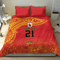 Queensland Papua New Guinea Custom Bedding Set All Red Pacific PNG Tribal Style