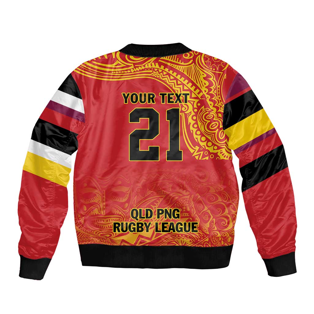 Queensland Papua New Guinea Custom Bomber Jacket All Red Pacific PNG Tribal Style