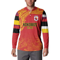 Queensland Papua New Guinea Custom Button Sweatshirt All Red Pacific PNG Tribal Style