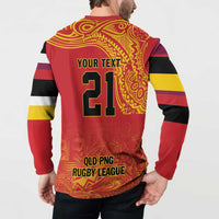 Queensland Papua New Guinea Custom Button Sweatshirt All Red Pacific PNG Tribal Style