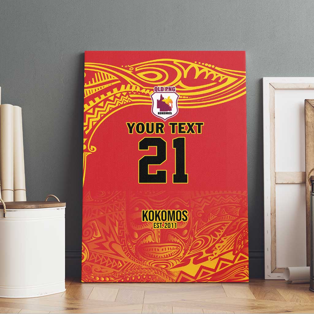 Queensland Papua New Guinea Custom Canvas Wall Art All Red Pacific PNG Tribal Style