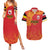 Queensland Papua New Guinea Custom Couples Matching Summer Maxi Dress and Hawaiian Shirt All Red Pacific PNG Tribal Style