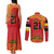 Queensland Papua New Guinea Custom Couples Matching Tank Maxi Dress and Long Sleeve Button Shirt All Red Pacific PNG Tribal Style