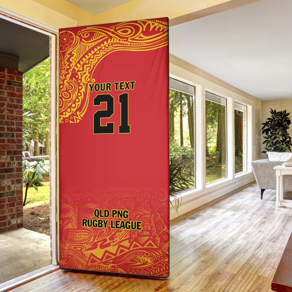 Queensland Papua New Guinea Custom Door Cover All Red Pacific PNG Tribal Style - Polynesian Pride