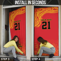 Queensland Papua New Guinea Custom Door Cover All Red Pacific PNG Tribal Style - Polynesian Pride