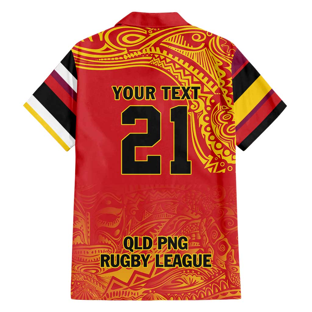 Queensland Papua New Guinea Custom Family Matching Long Sleeve Bodycon Dress and Hawaiian Shirt All Red Pacific PNG Tribal Style