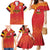 Queensland Papua New Guinea Custom Family Matching Mermaid Dress and Hawaiian Shirt All Red Pacific PNG Tribal Style