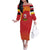 Queensland Papua New Guinea Custom Family Matching Off The Shoulder Long Sleeve Dress and Hawaiian Shirt All Red Pacific PNG Tribal Style