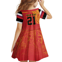 Queensland Papua New Guinea Custom Family Matching Off Shoulder Maxi Dress and Hawaiian Shirt All Red Pacific PNG Tribal Style LT9 - Polynesian Pride