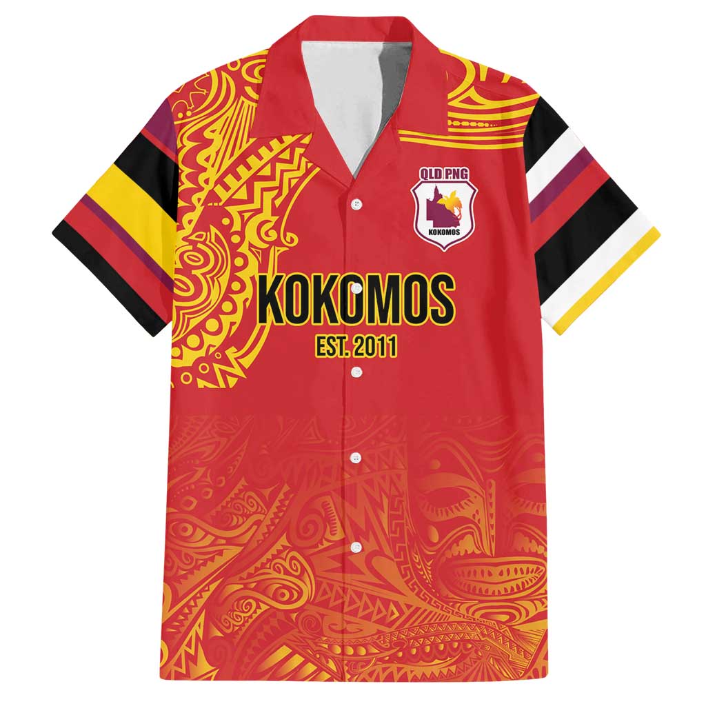 Queensland Papua New Guinea Custom Family Matching Off Shoulder Maxi Dress and Hawaiian Shirt All Red Pacific PNG Tribal Style LT9 Dad's Shirt - Short Sleeve Red - Polynesian Pride