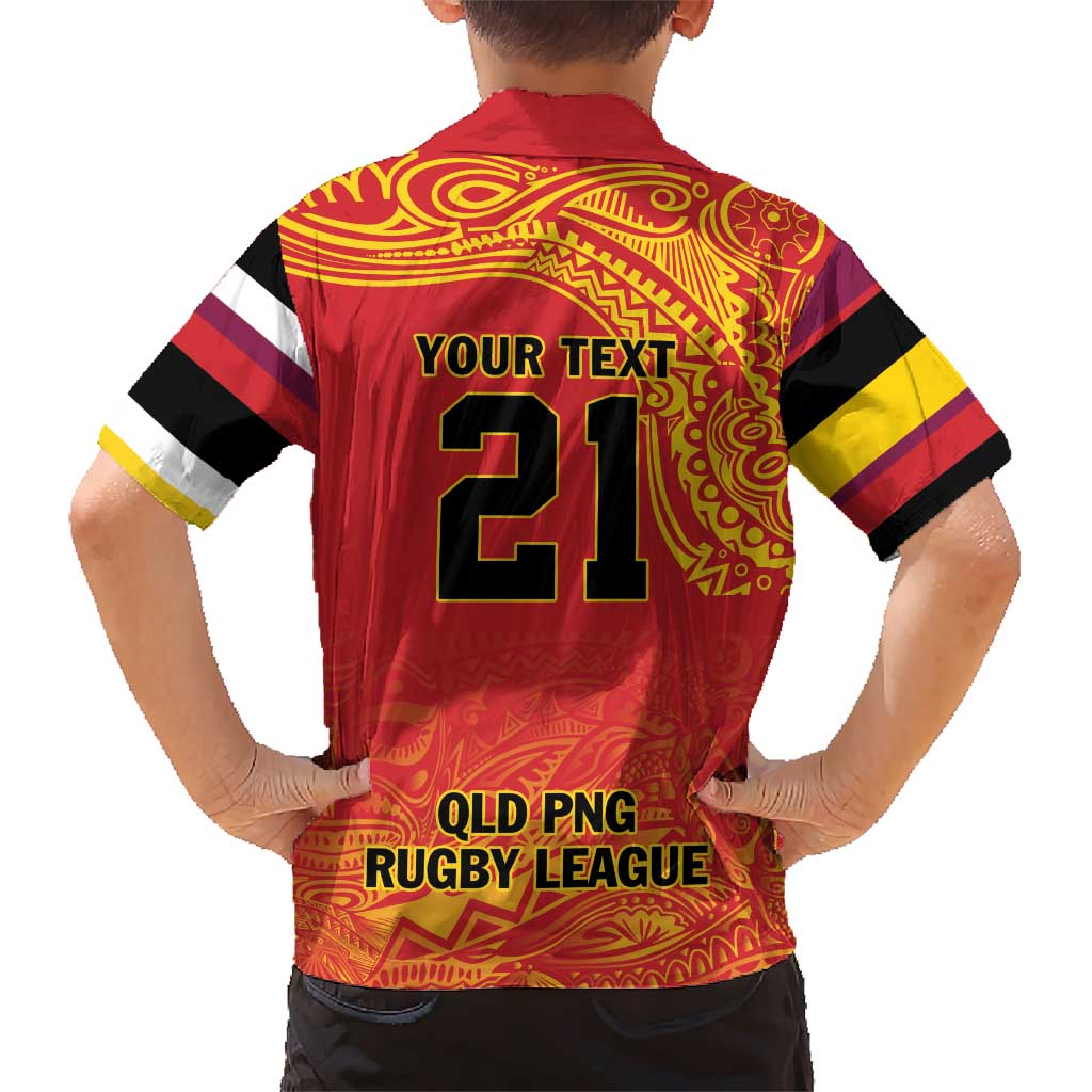 Queensland Papua New Guinea Custom Family Matching Short Sleeve Bodycon Dress and Hawaiian Shirt All Red Pacific PNG Tribal Style