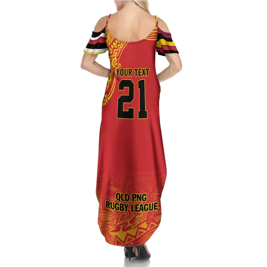 Queensland Papua New Guinea Custom Family Matching Summer Maxi Dress and Hawaiian Shirt All Red Pacific PNG Tribal Style LT9 - Polynesian Pride