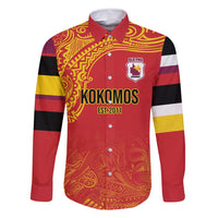 Queensland Papua New Guinea Custom Family Matching Tank Maxi Dress and Hawaiian Shirt All Red Pacific PNG Tribal Style