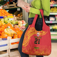 Queensland Papua New Guinea Custom Grocery Bag All Red Pacific PNG Tribal Style