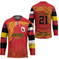 Queensland Papua New Guinea Custom Hockey Jersey All Red Pacific PNG Tribal Style - Polynesian Pride