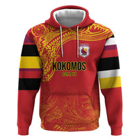 Queensland Papua New Guinea Custom Hoodie All Red Pacific PNG Tribal Style