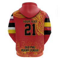 Queensland Papua New Guinea Custom Hoodie All Red Pacific PNG Tribal Style