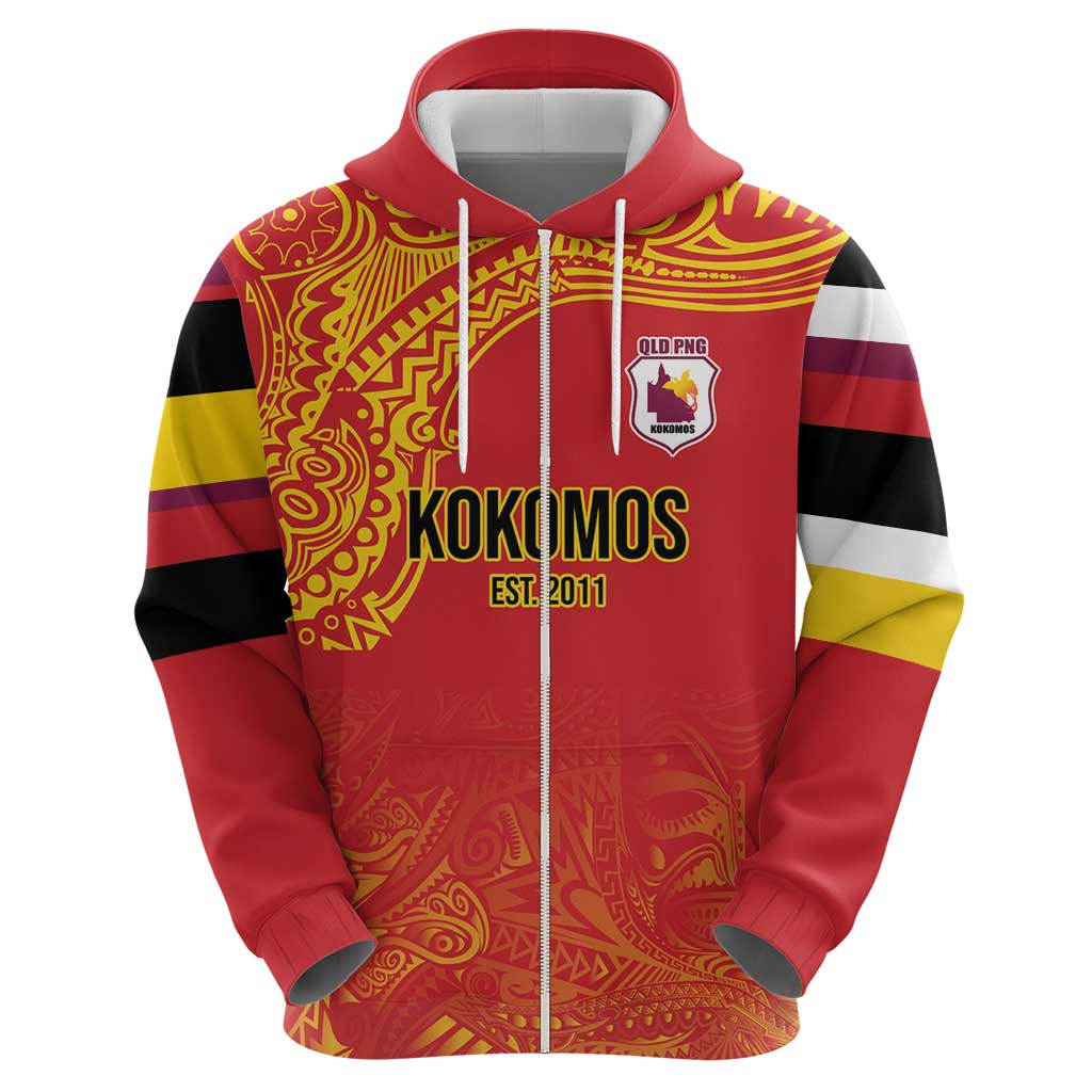Queensland Papua New Guinea Custom Hoodie All Red Pacific PNG Tribal Style