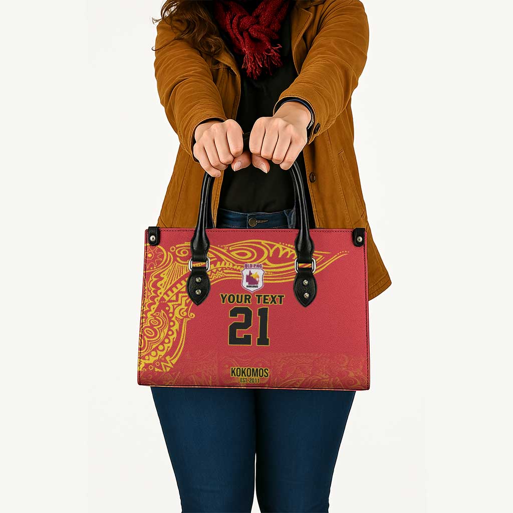Queensland Papua New Guinea Custom Leather Bag All Red Pacific PNG Tribal Style - Polynesian Pride