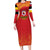 Queensland Papua New Guinea Custom Long Sleeve Bodycon Dress All Red Pacific PNG Tribal Style