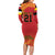 Queensland Papua New Guinea Custom Long Sleeve Bodycon Dress All Red Pacific PNG Tribal Style