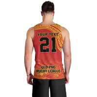 Queensland Papua New Guinea Custom Men Tank Top All Red Pacific PNG Tribal Style