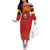 Queensland Papua New Guinea Custom Off The Shoulder Long Sleeve Dress All Red Pacific PNG Tribal Style