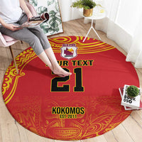 Queensland Papua New Guinea Custom Round Carpet All Red Pacific PNG Tribal Style