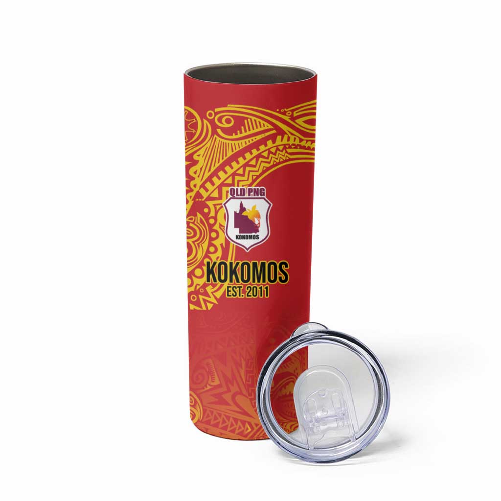 Queensland Papua New Guinea Custom Skinny Tumbler All Red Pacific PNG Tribal Style