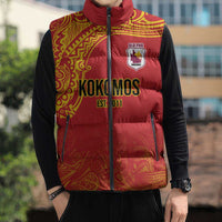 Queensland Papua New Guinea Custom Sleeveless Puffer Jacket All Red Pacific PNG Tribal Style - Polynesian Pride