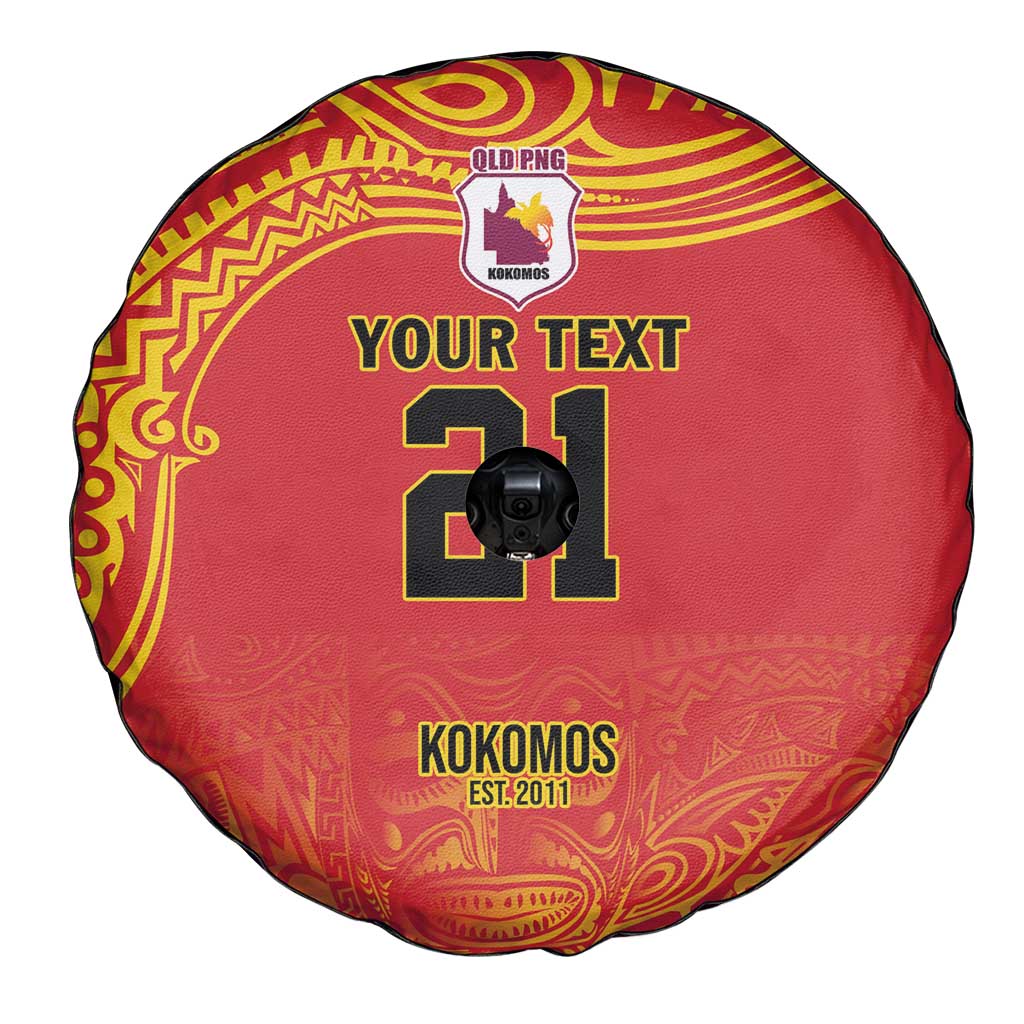 Queensland Papua New Guinea Custom Spare Tire Cover All Red Pacific PNG Tribal Style