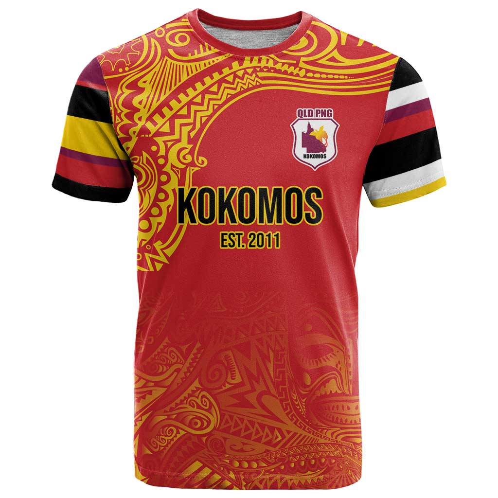 Queensland Papua New Guinea Custom T Shirt All Red Pacific PNG Tribal Style