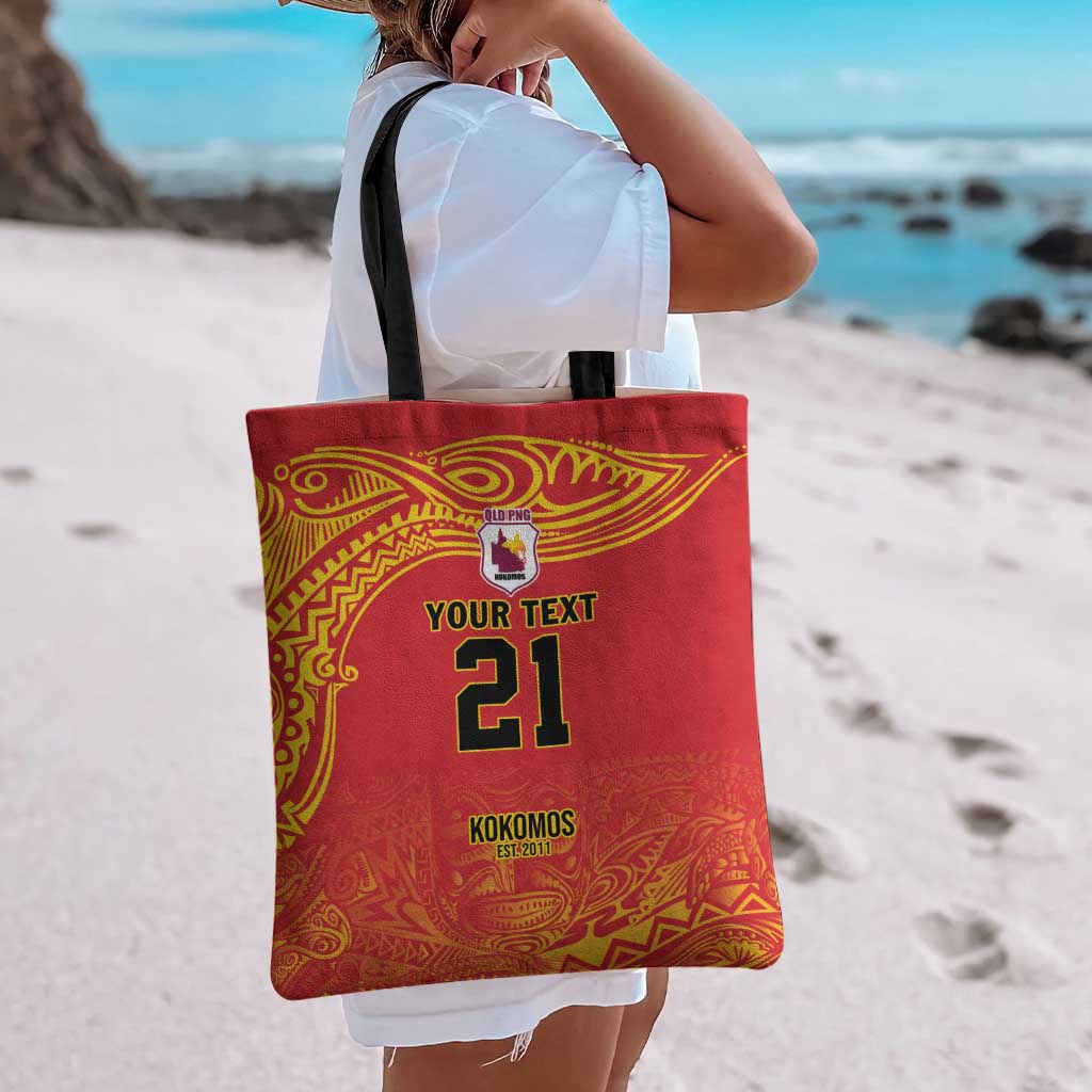 Queensland Papua New Guinea Custom Tote Bag All Red Pacific PNG Tribal Style - Polynesian Pride