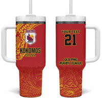 Queensland Papua New Guinea Custom Tumbler With Handle All Red Pacific PNG Tribal Style