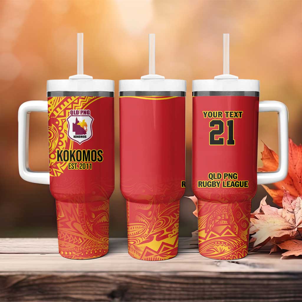 Queensland Papua New Guinea Custom Tumbler With Handle All Red Pacific PNG Tribal Style