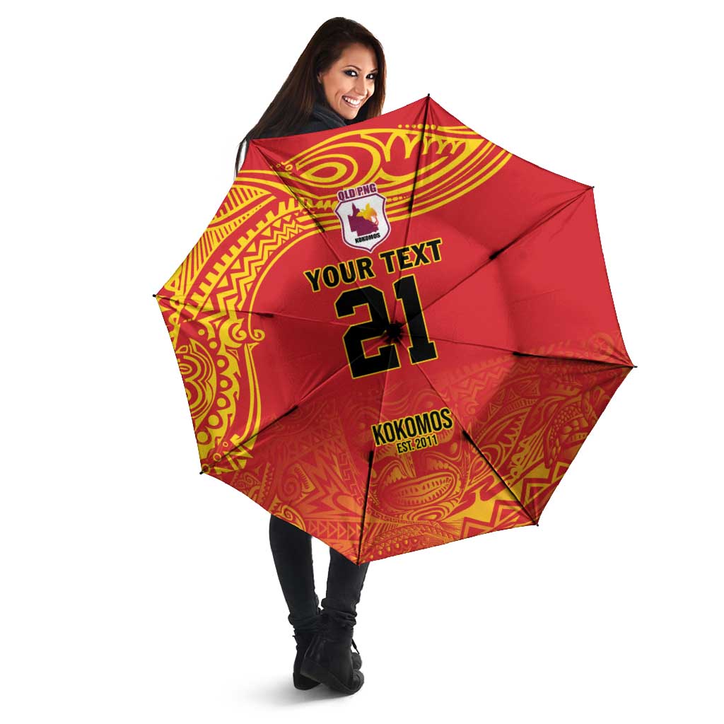 Queensland Papua New Guinea Custom Umbrella All Red Pacific PNG Tribal Style - Polynesian Pride