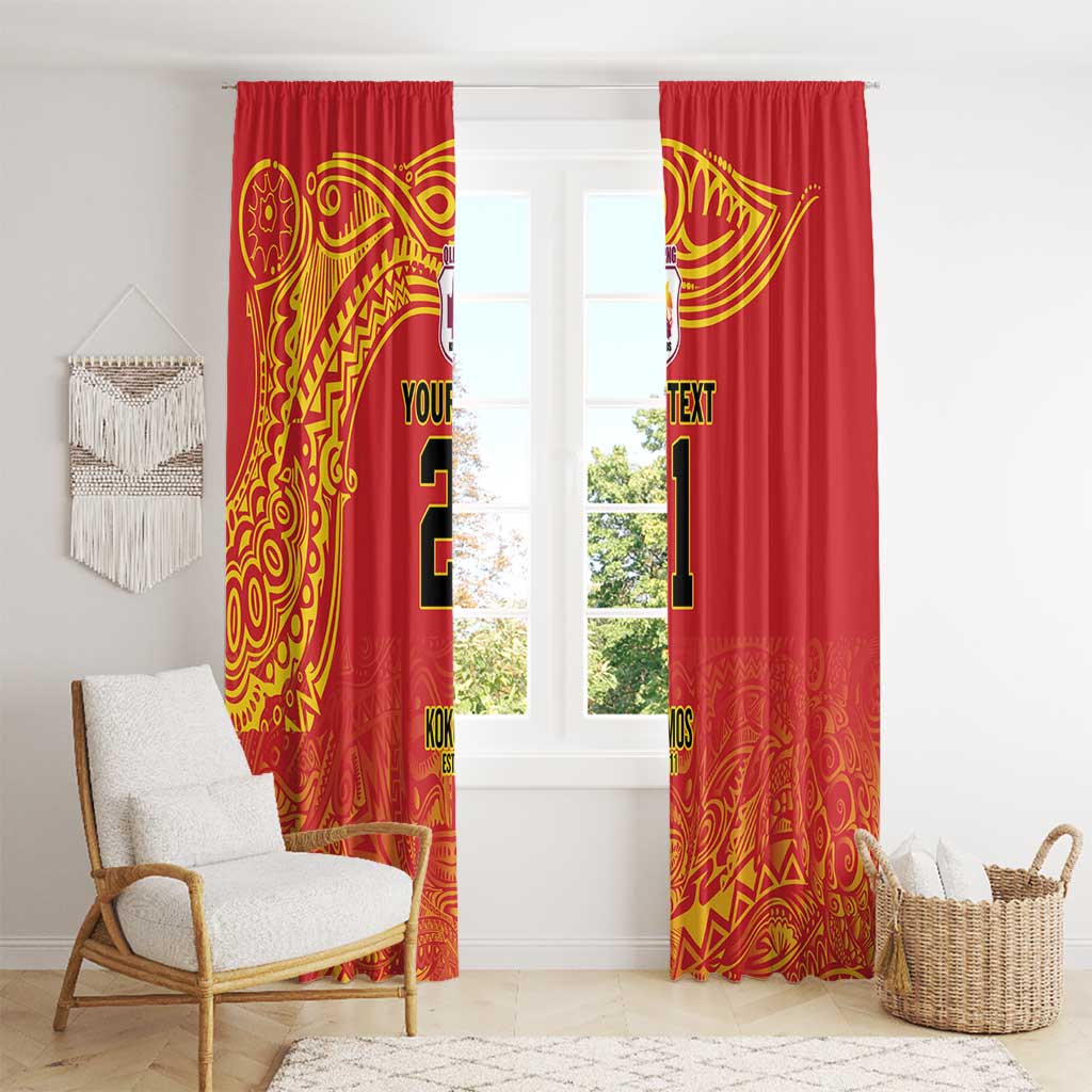 Queensland Papua New Guinea Custom Window Curtain All Red Pacific PNG Tribal Style