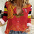 Queensland Papua New Guinea Custom Women Casual Shirt All Red Pacific PNG Tribal Style
