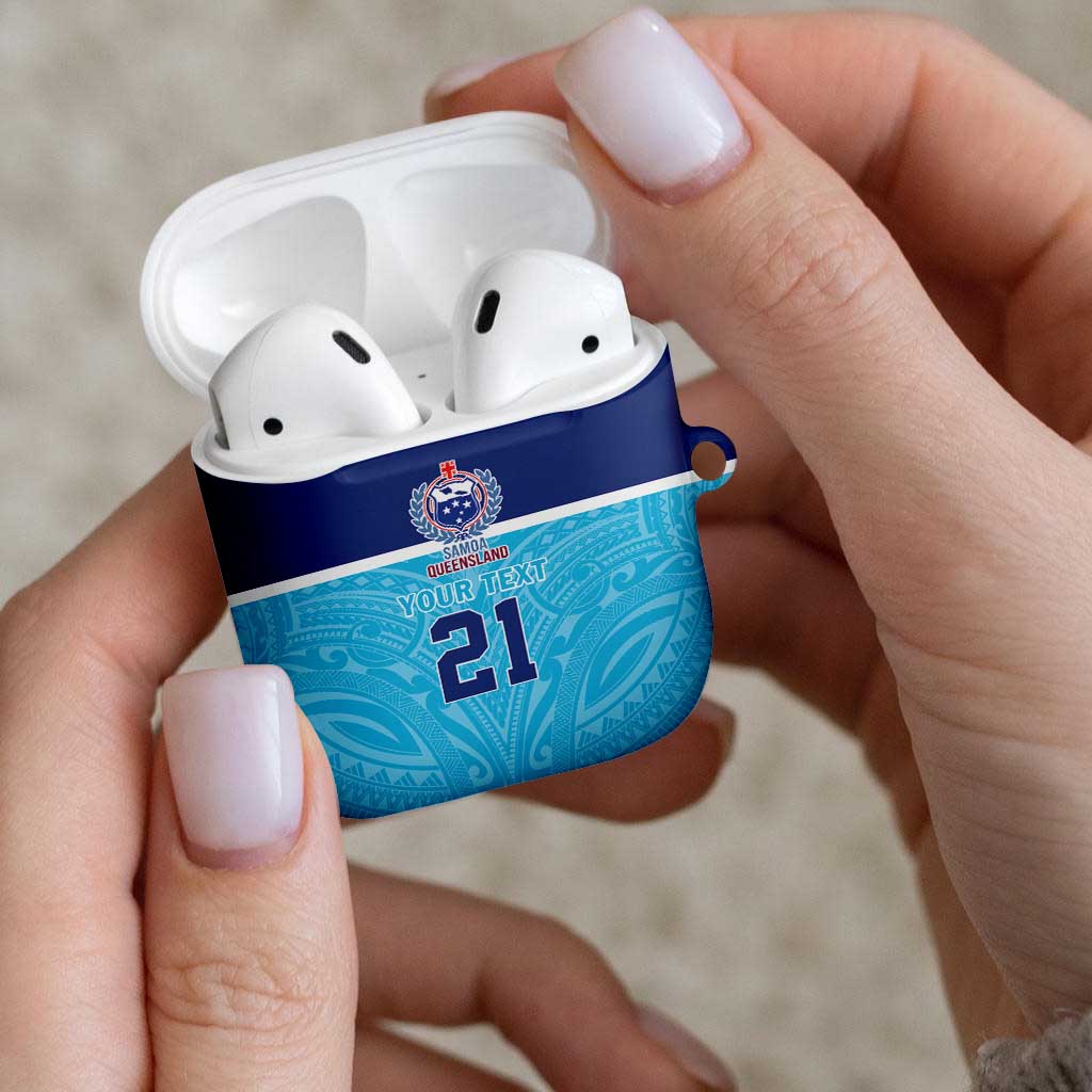 Queensland Samoa Custom AirPods Case Blue Pacific Polynesian Tribal Pattern - Polynesian Pride