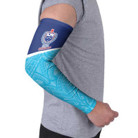 Queensland Samoa Custom Arm Sleeves Blue Pacific Polynesian Tribal Pattern - Polynesian Pride