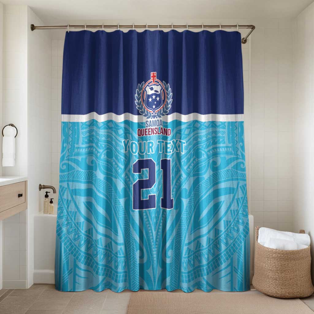 Queensland Samoa Custom Bathroom Set Blue Pacific Polynesian Tribal Pattern - Polynesian Pride