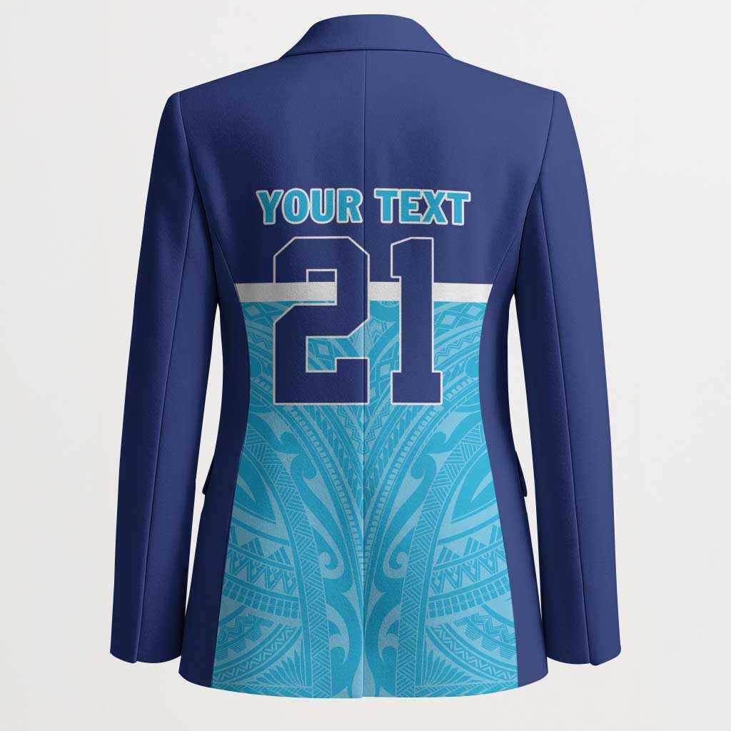 Queensland Samoa Custom Blazer Blue Pacific Polynesian Tribal Pattern - Polynesian Pride