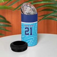 Queensland Samoa Custom 4 in 1 Can Cooler Tumbler Blue Pacific Polynesian Tribal Pattern