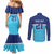 Queensland Samoa Custom Couples Matching Mermaid Dress and Long Sleeve Button Shirt Blue Pacific Polynesian Tribal Pattern