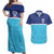 Queensland Samoa Custom Couples Matching Off Shoulder Maxi Dress and Hawaiian Shirt Blue Pacific Polynesian Tribal Pattern