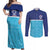 Queensland Samoa Custom Couples Matching Off Shoulder Maxi Dress and Long Sleeve Button Shirt Blue Pacific Polynesian Tribal Pattern