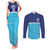 Queensland Samoa Custom Couples Matching Tank Maxi Dress and Long Sleeve Button Shirt Blue Pacific Polynesian Tribal Pattern